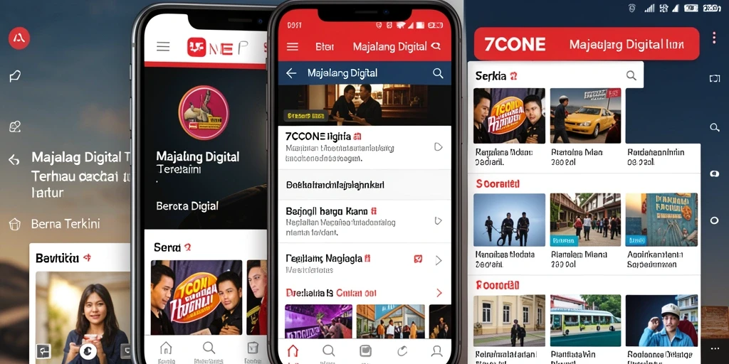 Antarmuka aplikasi 7CONE yang menarik untuk berita digital.