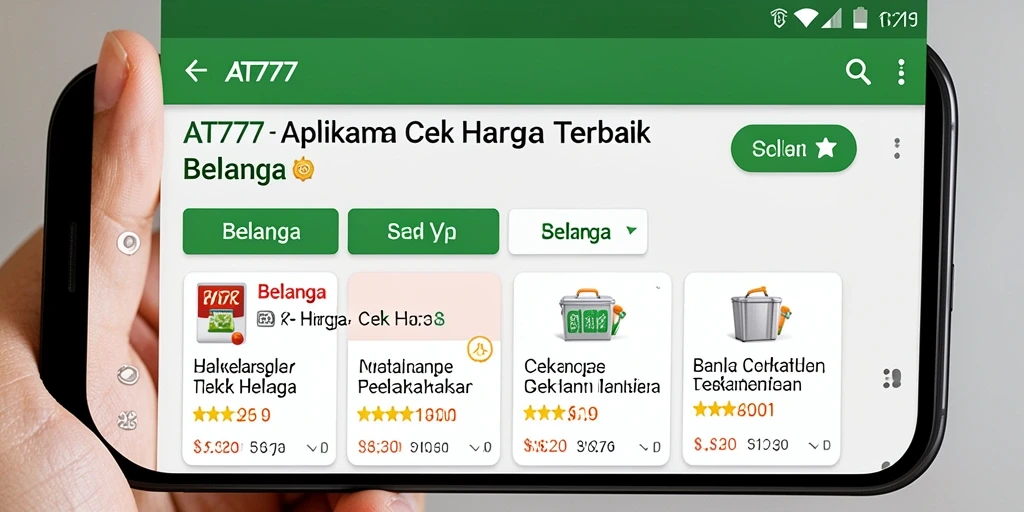 Antarmuka AT777 menampilkan perbandingan harga produk secara jelas.