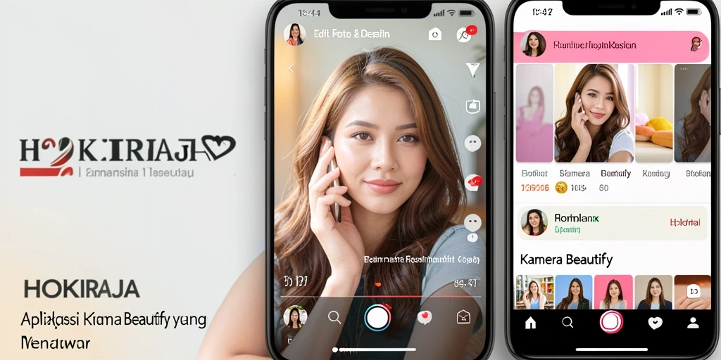Tampilan antarmuka HOKIRAJA saat mengedit foto dengan fitur Kamera Beautify.