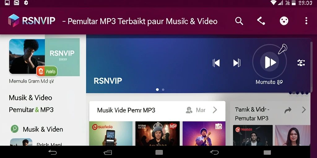 Tampilan antarmuka RSNVIP dengan fungsi Pemutar MP3 yang menarik.