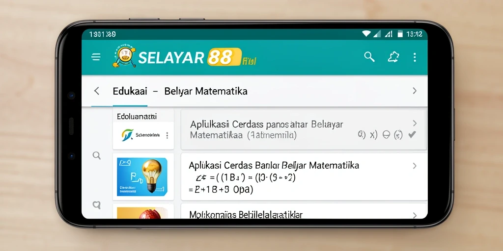 Antarmuka SELAYAR88 yang interaktif untuk belajar matematika.