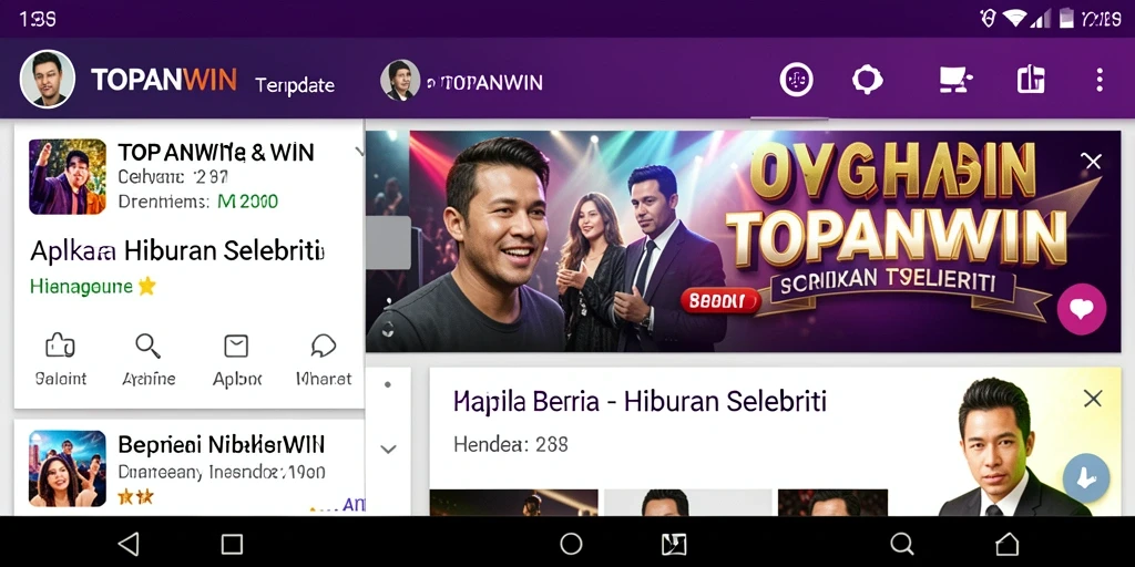 Antarmuka utama TOPANWIN menampilkan berita selebriti terbaru.